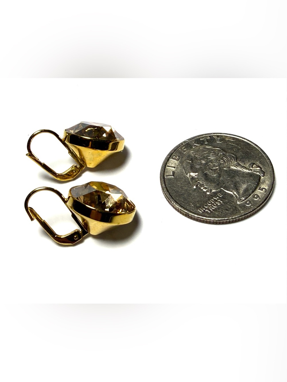 Swarovski Gold-Tone Champagne Crystal Earrings - Picture 5 of 11